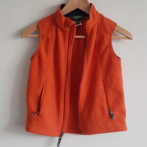 LL Bean orange  Kids Fleece Vest Jacket